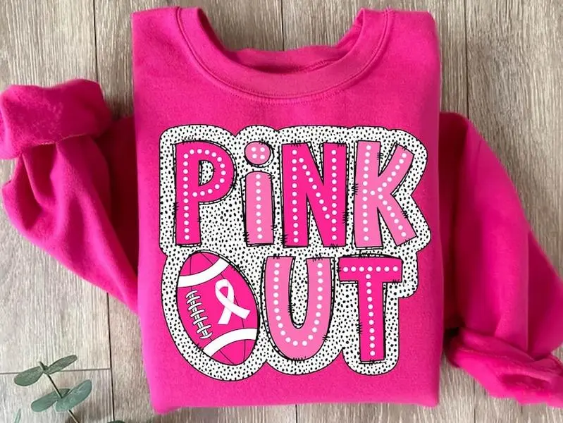 Breast Cancer Football pink out Sweashirt,Breast Cancer Sweashirt,pink ribbon Sweashirt, American Football Sweashirt,pink out sublimation design,Cancer Sweashirt