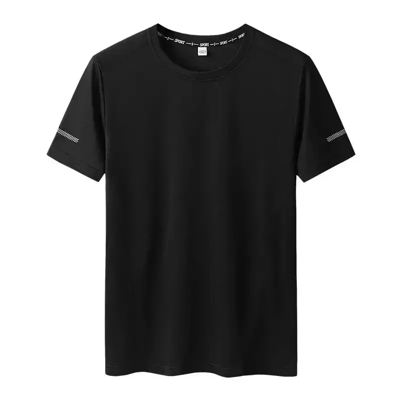 PATELIS Men's Plus Size Oversized T-Shirt, Plain Quick-Drying Polyester Short-Sleeve Round Neck Top, Shortsleeve, Menswear, Machine Wash, Oversized Fit, Clothes