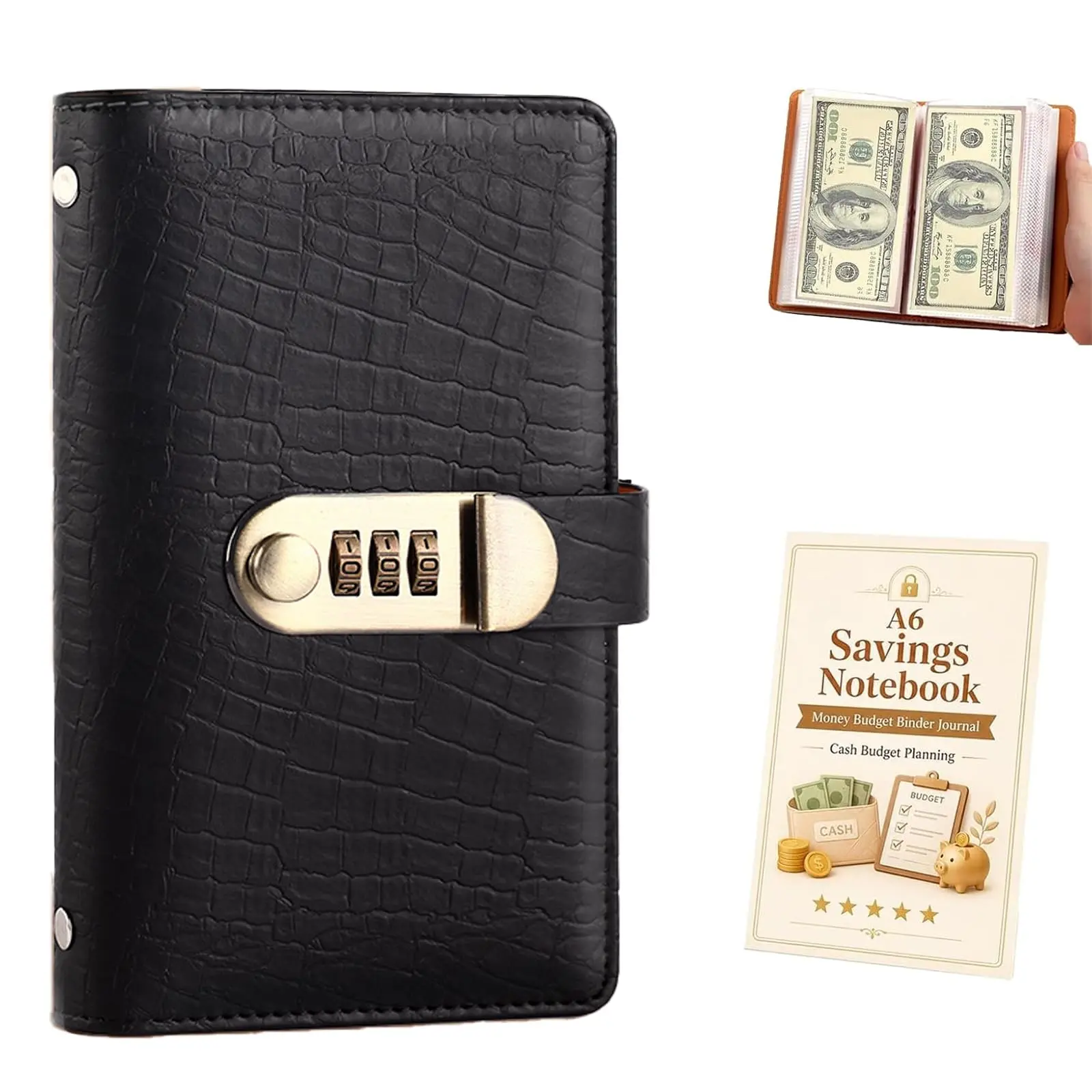 100-Envelope Password-Lock Money-Saving Book, 7"×4.2" Budget Planner with Cash Envelopes (Accounting & Office Stationery Supplies)