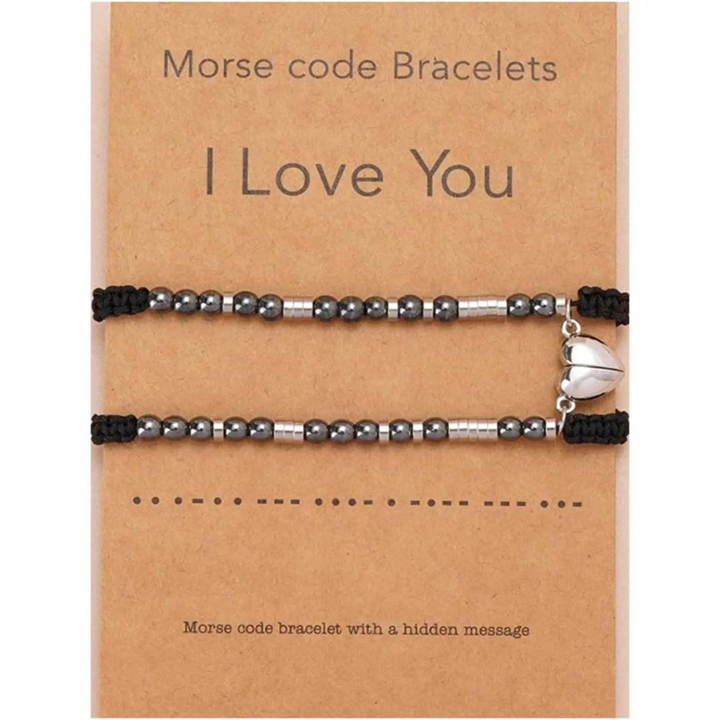 2 count Handmade Morse Code I Love You Couple Matching Bracelet Set for Women Men Lover  Friend  Bead Adjustable Braide String Bracelet Friendship