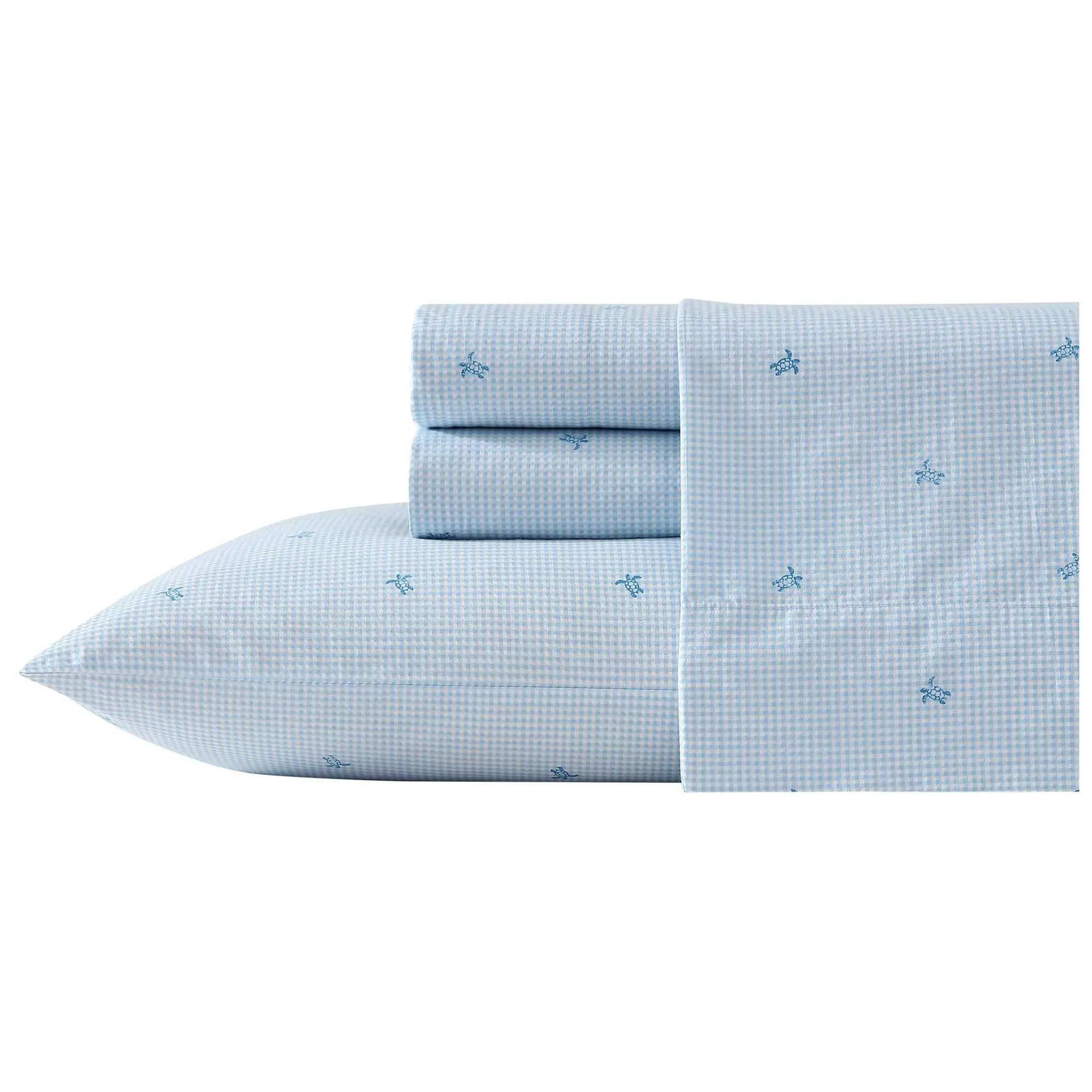 Laura Ashley Turtle Gingham Blue Full Sheet Set