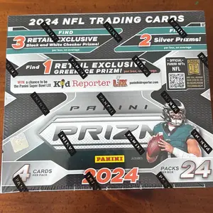 Prizm 2024 NFL Trading Cards - Exclusive Green Checker Prism, 4 Cards per Pack, 24 Cards Total, Includes Silver Prisms