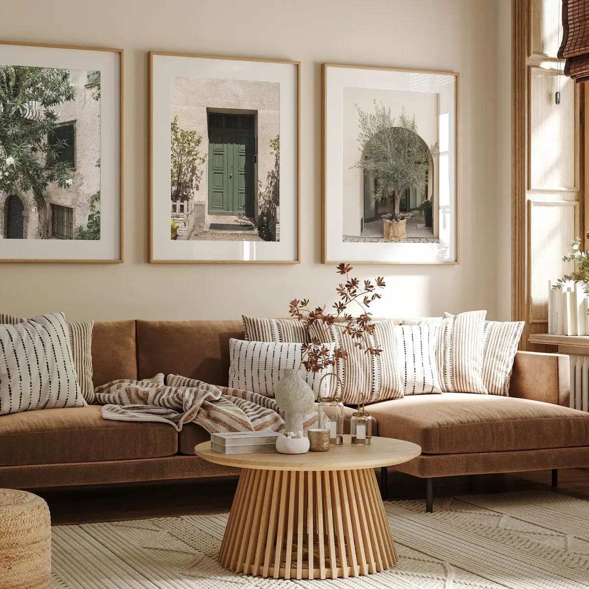 Italy Wall Art Set of 3 – Green Olive Tree Photography Prints, Modern Minimalist Italian Decor, Mediterranean City Poster Set, Home Decor, Room Decor, Unframed