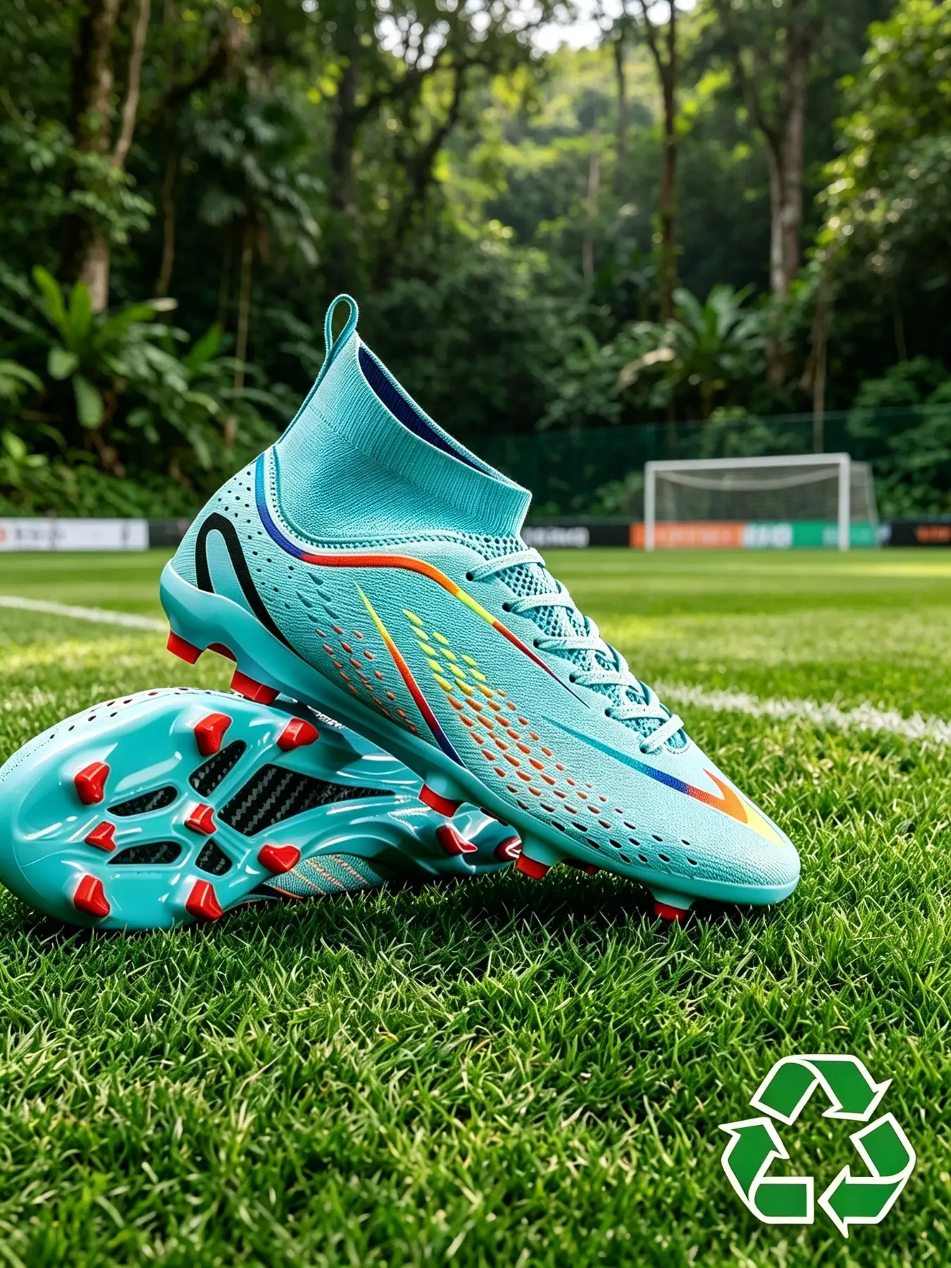 Youth High-Top Football Cleats, Soccer Cleats, PU Leather Upper, Rubber Sole, Sporty Style, Suitable for Artificial Grass and Hard Courts, Indoor/outdoor Use, Football Boots, Football Shoes