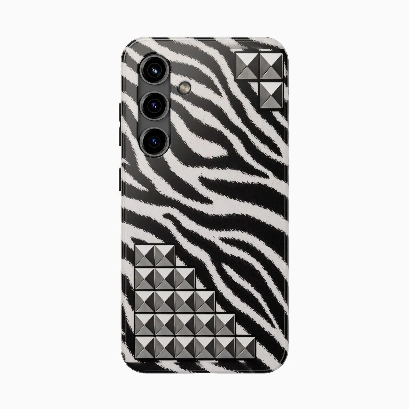 studded zebra print phone case Compatible with iPhone 7, 8, X, 11, 12, 13, 14, 15, 16 17 & Samsung Galaxy S21, S22, S23 & S24 S25 series P