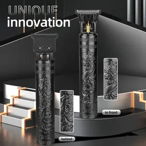 KiiKIDO Vintage T9 Professional Cordless Hair Clipper Barber Trimmer - Dragon Engraved Design, USB Rechargeable with 4 Guide Combs for Men Beard & Hair Cutting