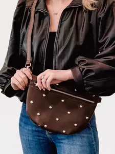 The Westlyn Chic Gold Studded Bum Bag Chocolate