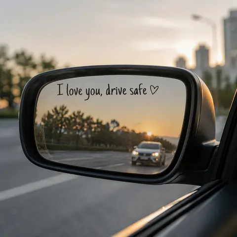 Universal Waterproof Vinyl Auto Stickers - Mirror-Ready Fit Decals for Rainy Rides, "I Love You Drive Safe" Alphabet Auto Interior Decor, UV-Resistant Removable Sticker for Cars, Cool Car Decorations
