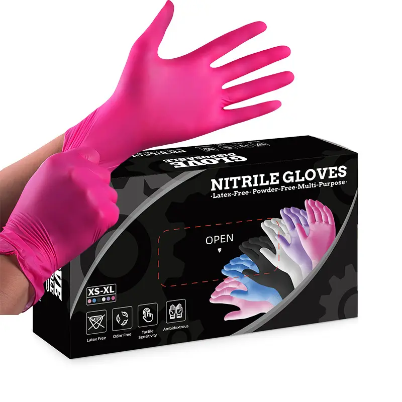 Heavy Duty Deep Nitrile Disposable Gloves - 100PC/Box, Latex-Free, Lead-Free, Durable Home Cleaning Gloves for Kitchen Cooking, Home Cleaning, Pet Grooming