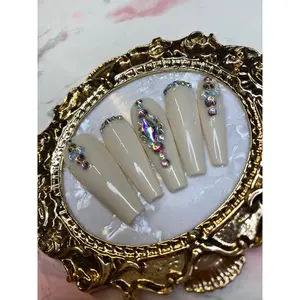 BRIDAL COFFIN LONG PRESS ON NAILS