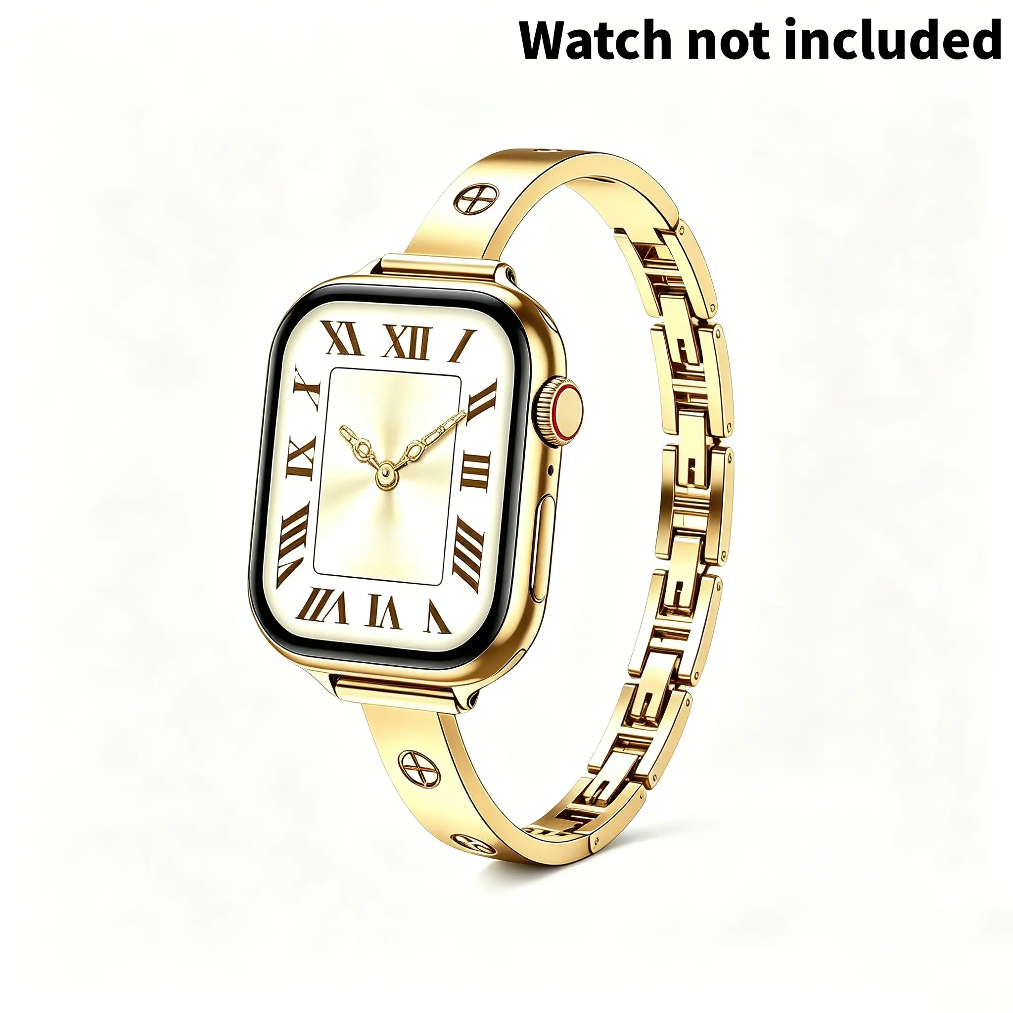 Women's Love Series Elegant 316L Stainless Steel Metal Cross Shape Slim Bracelet - Smartwatch Accessories, Conversion Watch Replacement Bands, Easy to Attach & Remove, Compatible with 38-49mm Smart Watches, Wearable Tech Accessories, Slim Steel Band