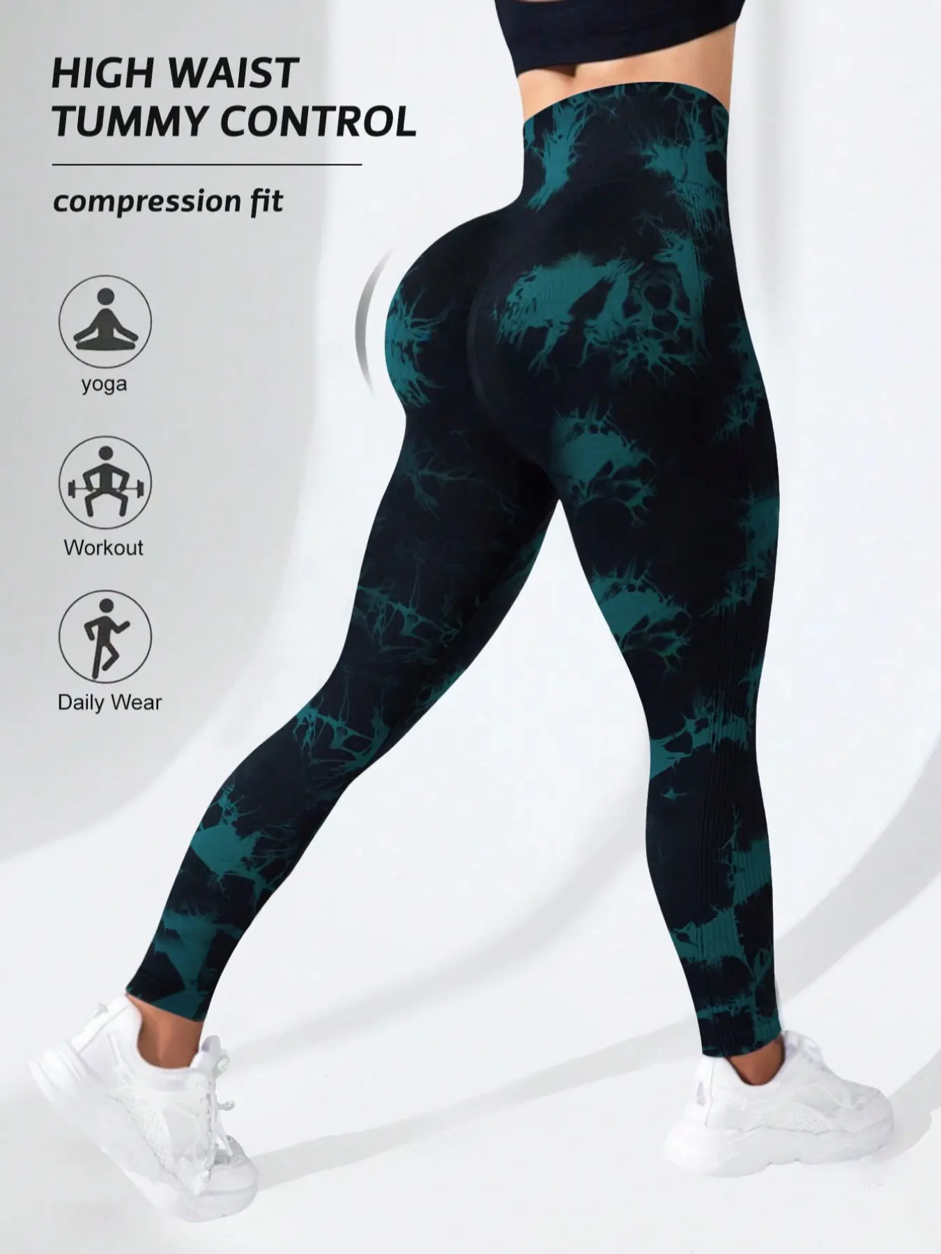 Women's Tie Dye High Waisted Compression Yoga Pants, High Waist Leggings, Stretchy High Waist, Seamless Gym Leggings, Seamless Breathable Fabric, Comfortable Tummy Control, Perfect for Yoga and Fitness, Shaping Leggings, High Waist Activewear