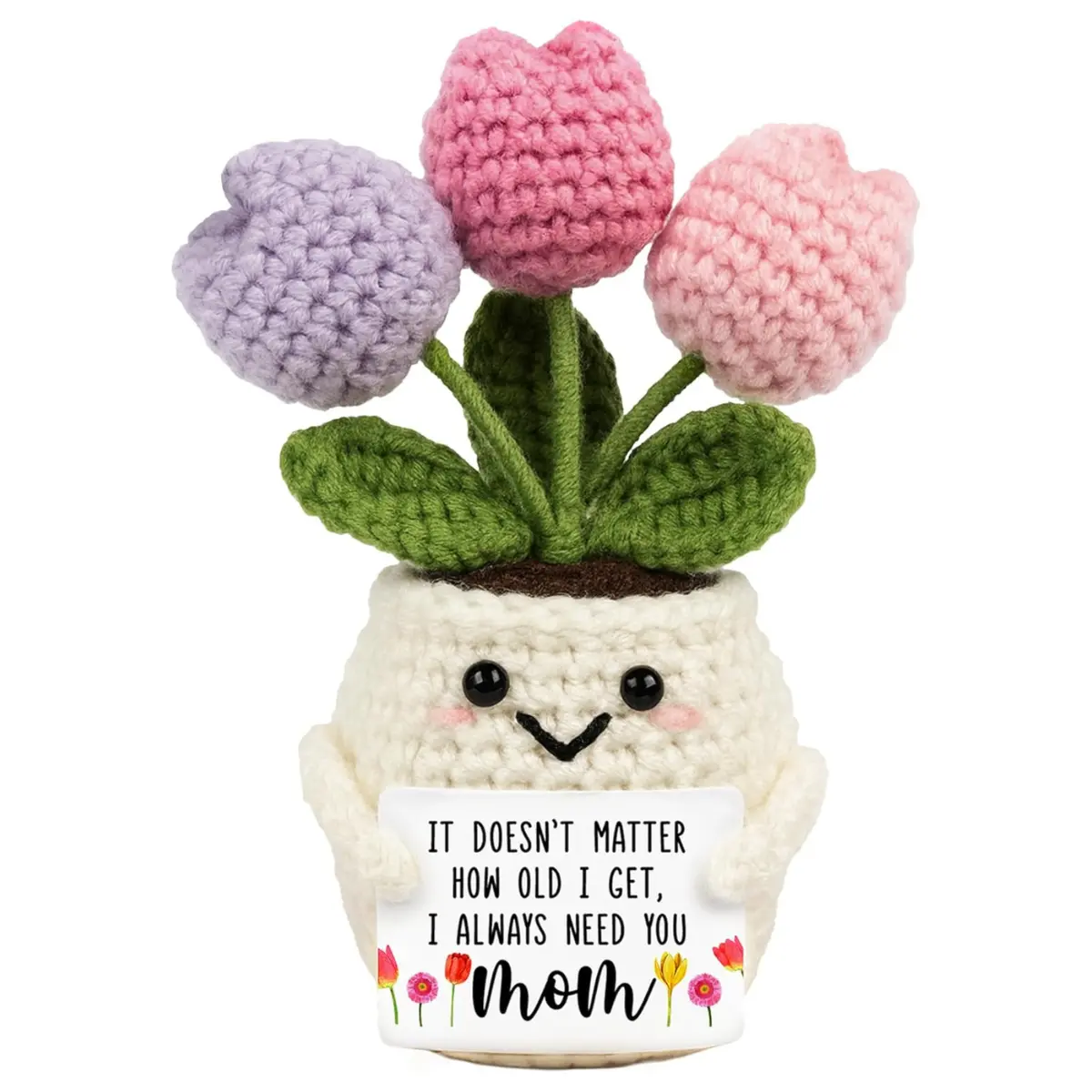 Crochet Tulip Gift for Mom – Cute Knitted Flower Doll for Mother’s Day & Birthday