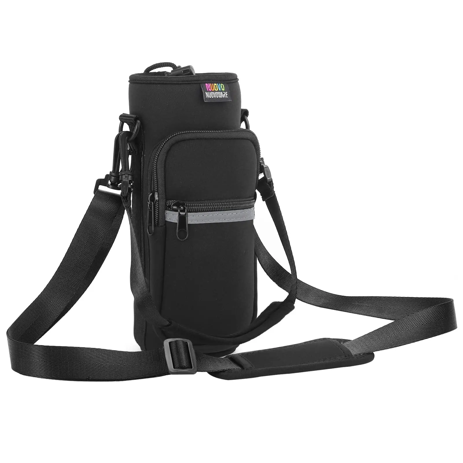 Water Bottle Carrier Bag,25oz/40oz/64oz Bottle Pouch Holder,Adjustable Shoulder Hand Strap 2 Pocket Sling Neoprene Sleeve Sports Accessories for Hiking Travelling Camping