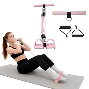 RELIFESPORTS Upgraded Adjustable Pedal Resistance Band Set - Natural Latex Elastic Pull Rope, Exercise Fitness Equipment, Home Workout Gear, Muscle Training Tool, Portable Leg Exercise Accessory for Pilates, Yoga, Ideal Fitness Gift, Home Workout Band