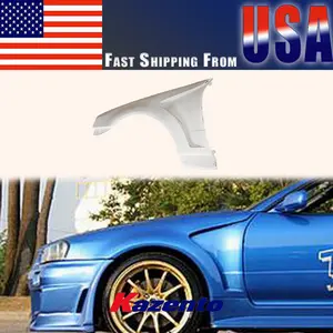 For Nissan Skyline R34 GTR DO Style FRP Unpaint Front Fender Pair Replacement US WAREHOUSE CLEARANCE SALE