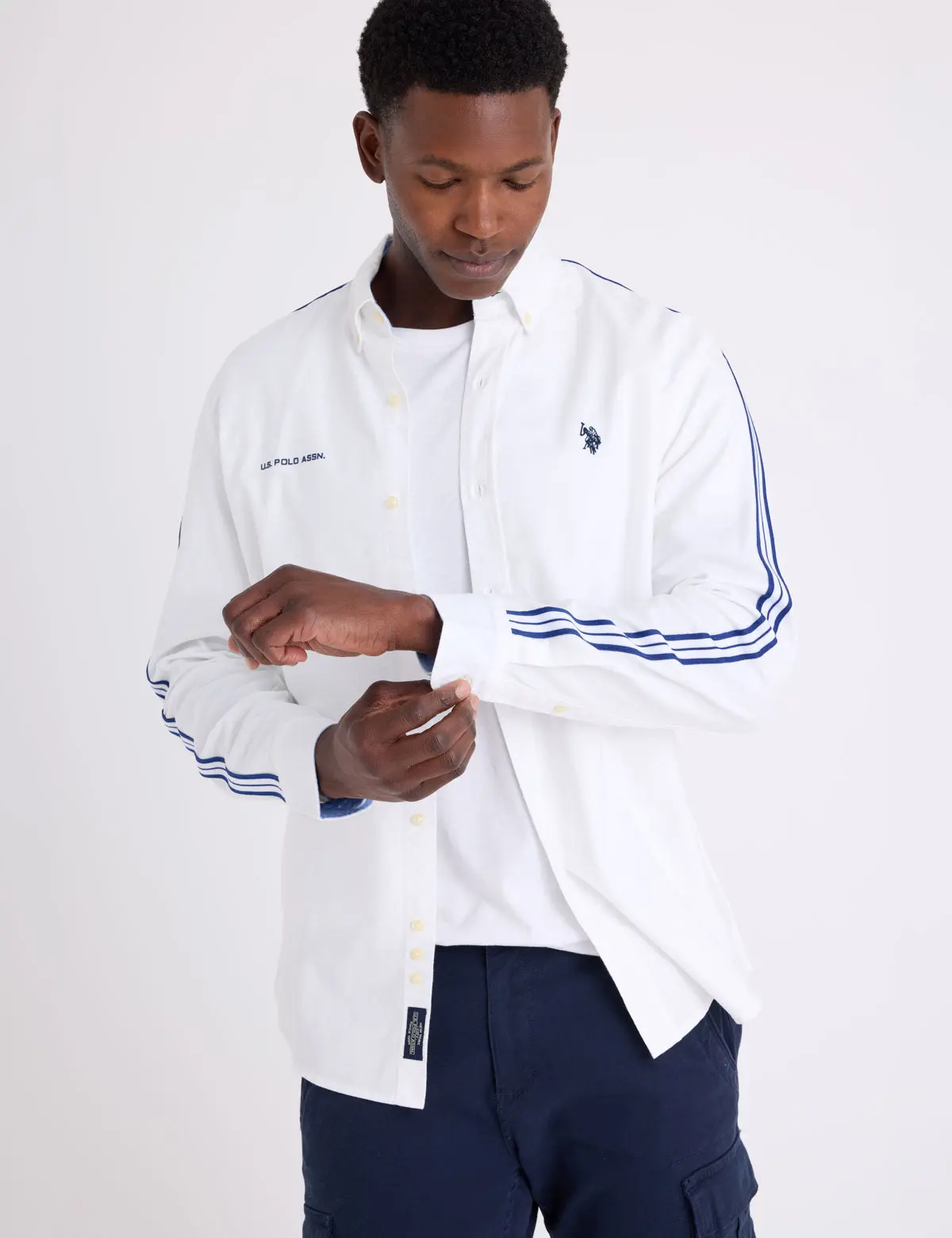 LONG SLEEVE TRICOT SLEEVE OXFORD SHIRT