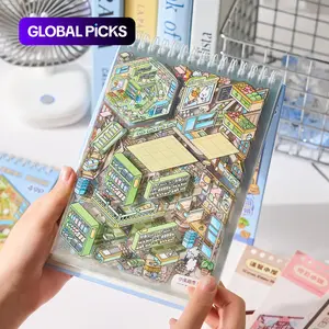 Miniature Business Town Scene Sticker Book, 49pcs/set DIY Decorative Sticker Book, Scrapbooking & Journal Making Material Paper, Birthday Gift