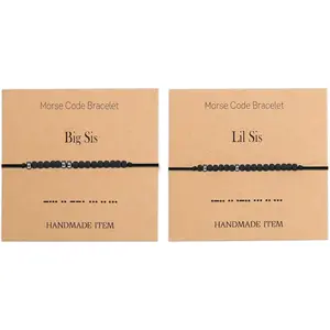 Big Sis Little Sis Morse Code Bracelet Soul Sister Twins  for 2   Multiple Sister Daughter Gifts