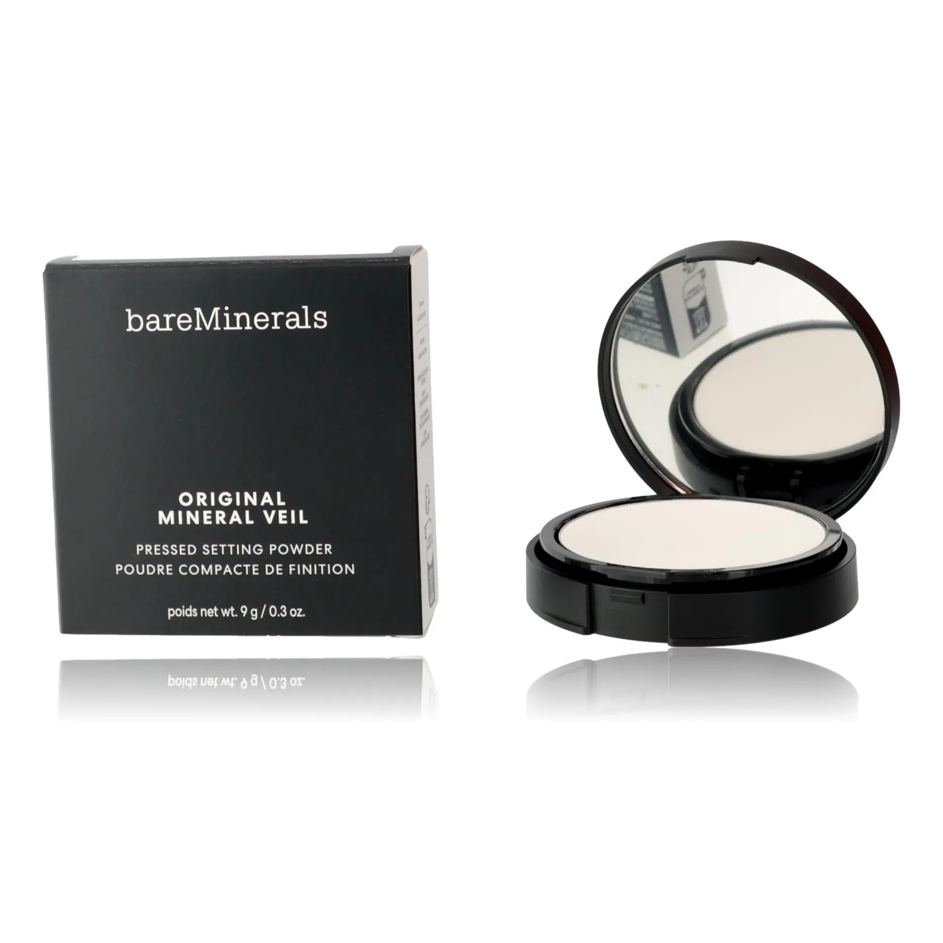 Bare Minerals Original Mineral Veil, .3oz Pressed Setting Powder - Translucent, Cosmetic, Makeup, Soft Matte, Talc-Free, Mineral-Based, Smooth, Blurs Flaws, Mineral Base
