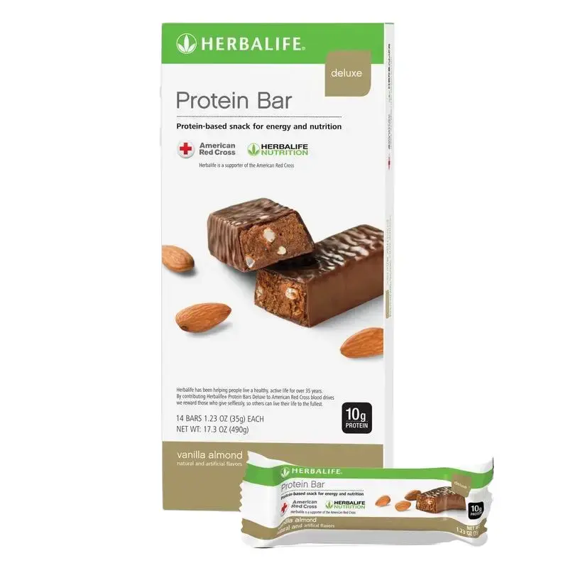 Herbalife Deluxe Protein Bar - Vanilla Almond Flavor, 14-Count Shelf-Stable High-Protein Snack Box for Grab-and-Go Nutrition, Shelf-Stable High-Protein Protein Bars