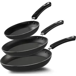 Induction Non-Stick Frying Pan Set with Bakelite Handle, PFOA Free, 8 Inch, 9.5 Inch, 11 Inch Frying Pans, Dishwasher Safe, Grey