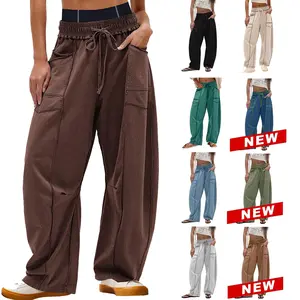Buenoble Womens Baggy Wide Leg Pants Casual Summer Palazzo Pants Drawstring Waist Barrel Sweatpants with Pockets SpringStatements