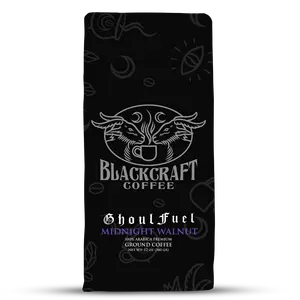 Ghoul Fuel is a brew that stokes the spirit and awakens the senses, offering a spellbinding blend with the rich, bold taste of black walnut.Drink deeply, witches, and let the magic take hold.100% Arabica Premium CoffeeNet Wt. 12 oz (336g)