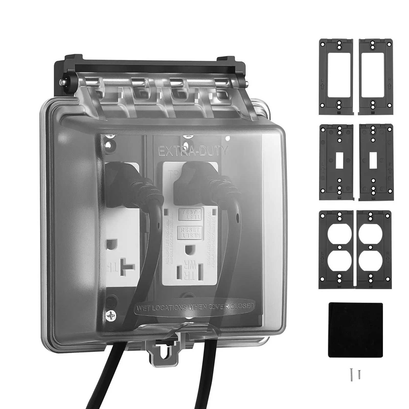 【Summerfinds】VEVOR Outdoor Outlet Cover 2-Gang Lockable Weatherproof Electrical Outlet CoverSocket Adapters, Socket Adapters, Gfci Outlet Plugs