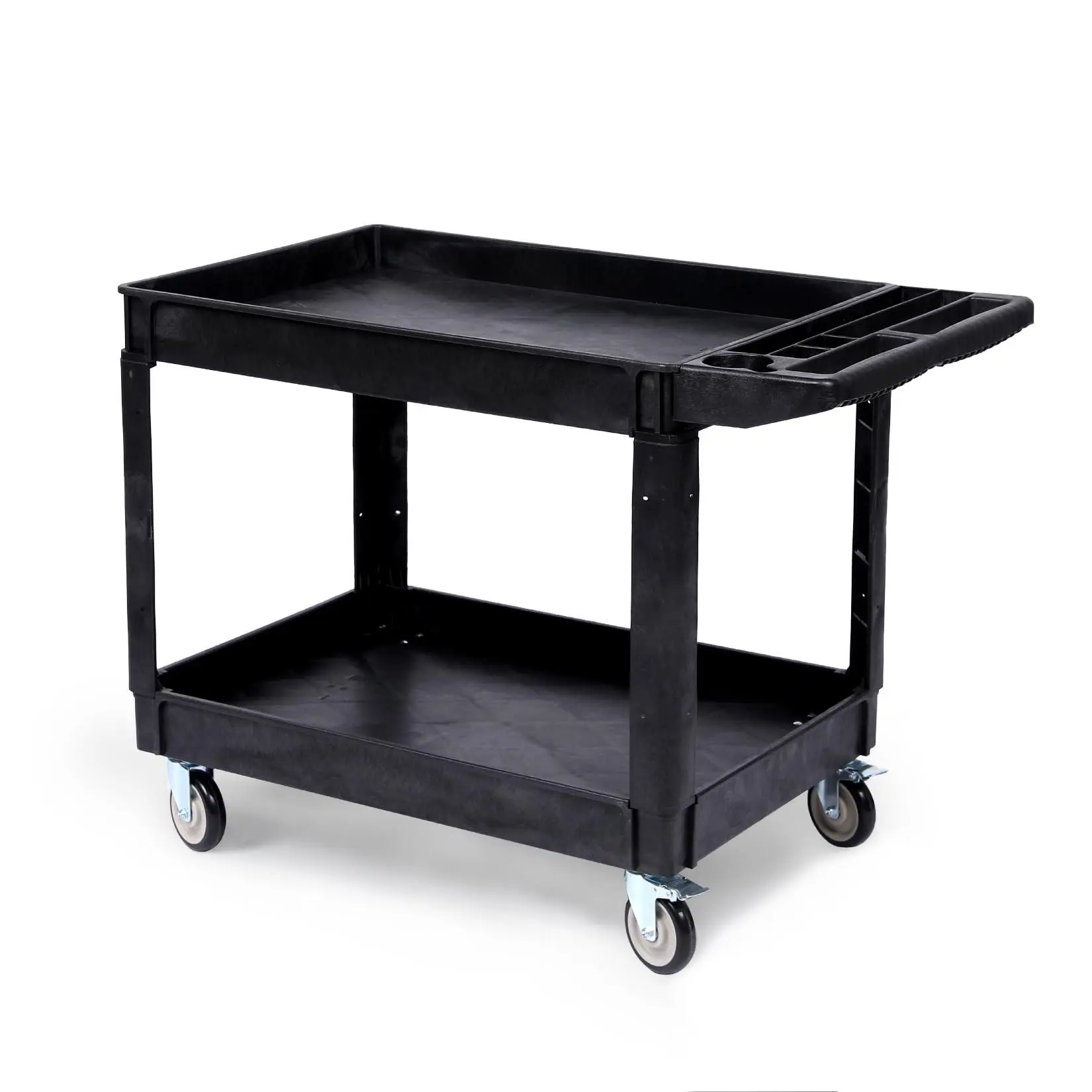 GAOMON Heavy Duty Rolling Utility Cart, 2 Tier Service Cart with Wheels, Ergonomic Storage Handle, 550 LBS Capacity, Plastic Tool Cart Detailing Cart for Warehouse, Garage, Workshop,Kitchen, 40.5x17.7 in