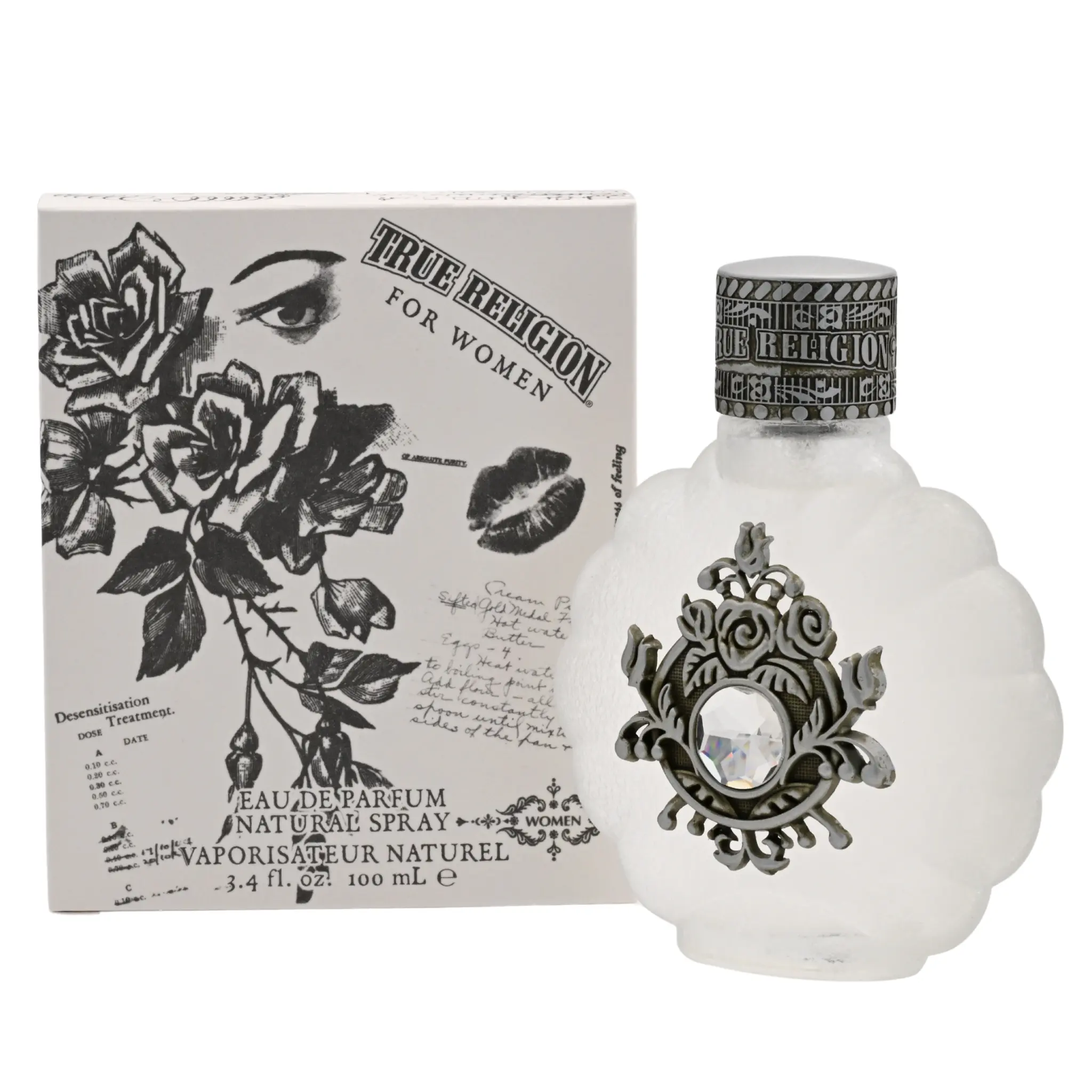 TRUE RELIGION Women's Eau de Parfum (EDP) - 3.4 oz (100ml) Alcohol-Based Fragrance, Amber Blackcurrant Fruit-Berry Scent, Sparkling Fresh Aroma, Casual Modern Women's Fragrance, New in Box, Fruit-Flavored Women's Fragrance