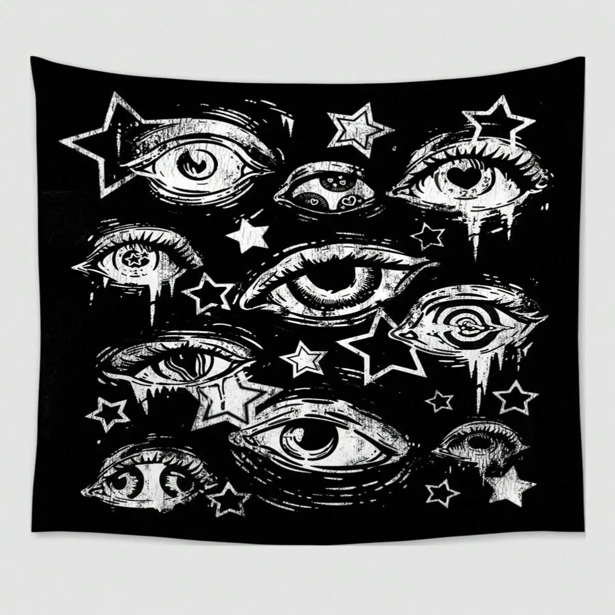 ROMWE Goth 1 piece polyester printed abstract star and eyewall tapestry, suitable for living room and bedroom wall decoration, seasonal background decoration, camping decoration