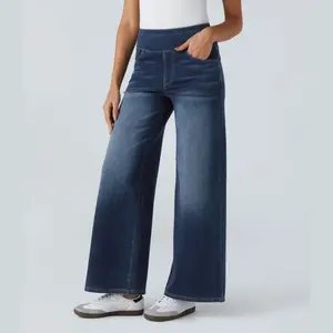 Halara Flex™ High Waisted Pockets Baggy Wide Leg Washed Casual Jeans