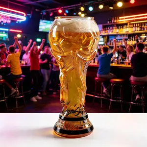 2026 Trophy Shaped Beer Glass Heat Resistant Clear Glassware for Sports Bar Watch Party Creative Football Beverage Cup