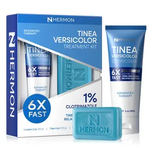 HERMON Tinea Versicolor Treatment Cream & Soap: Multi-Functional Clinically Proven Cream for Athlete's Foot, Tinea Versicolor, Jock Itch, Ringworm - Fact Action, Soothes, Cleanses, and Restores Skin Health