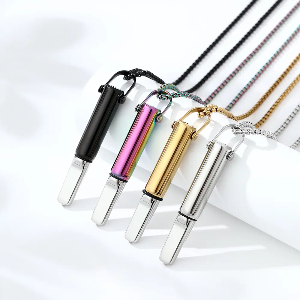 Unisex Minimalist Anxiety Aid Breathing Necklace with Pendant - Stress Relief Tool, Mindful Jewelry for Smoking Cessation