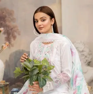 Karma 3pc chicken kari cotton embroidered suit with dupatta and trouser