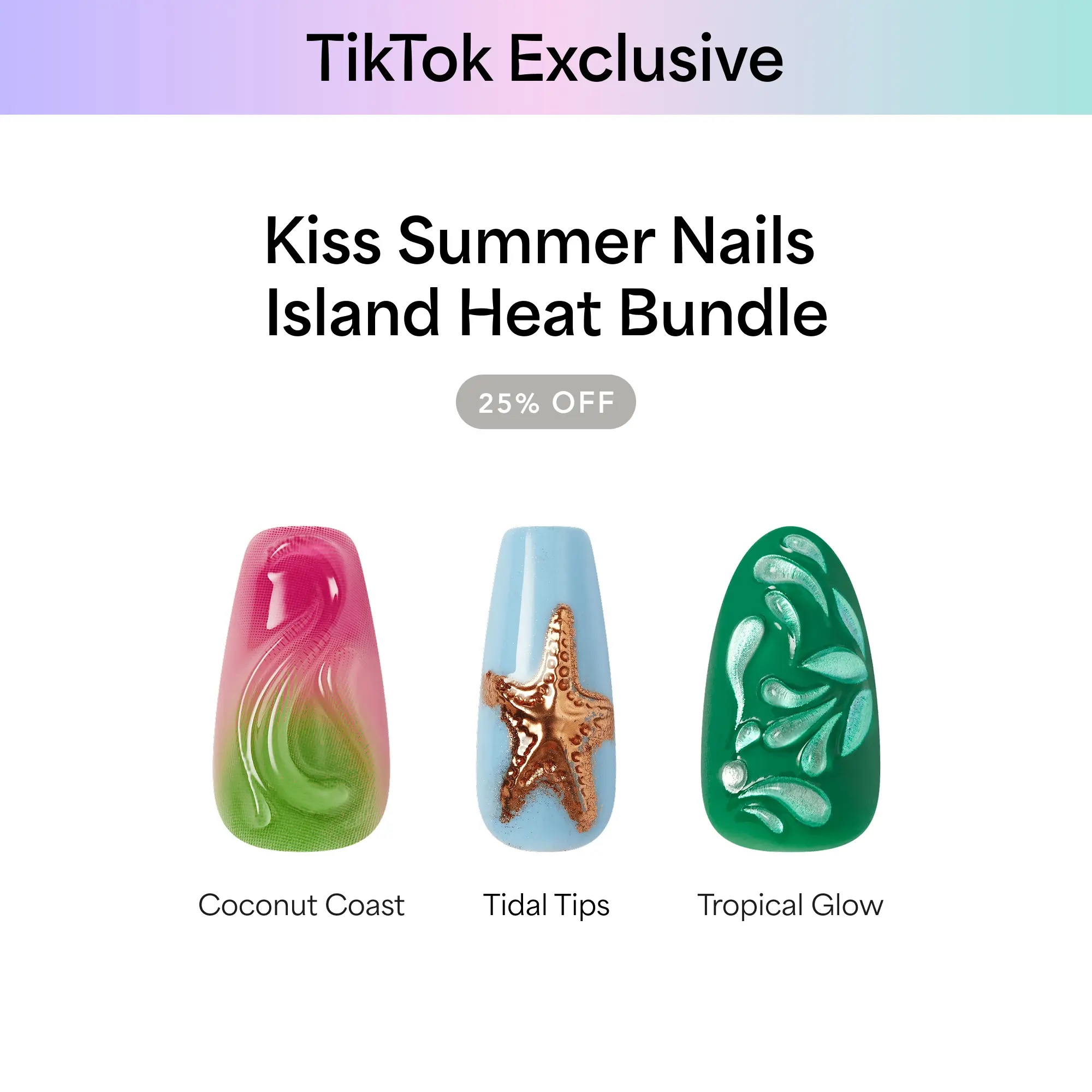 [TikTok Exclusive] Kiss Summer Press On Glue Nails Bundle - Island Heat