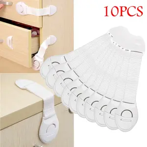 10pcs Children Safety Lock, Easy Install No Drilling Drawer and Door Latch, Durable Abs Plastic with Adhesive Strips, Multi-Function Security Guard