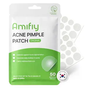 Amifiy Hydrocolloid Tea Tree Acne Patches – Invisible Acne Patches, Absorbs Oil and Treats Acne, For Nighttime Use on The Face And localized Areas of the Skin, Covers Pimples and Blemishes (50 patches)