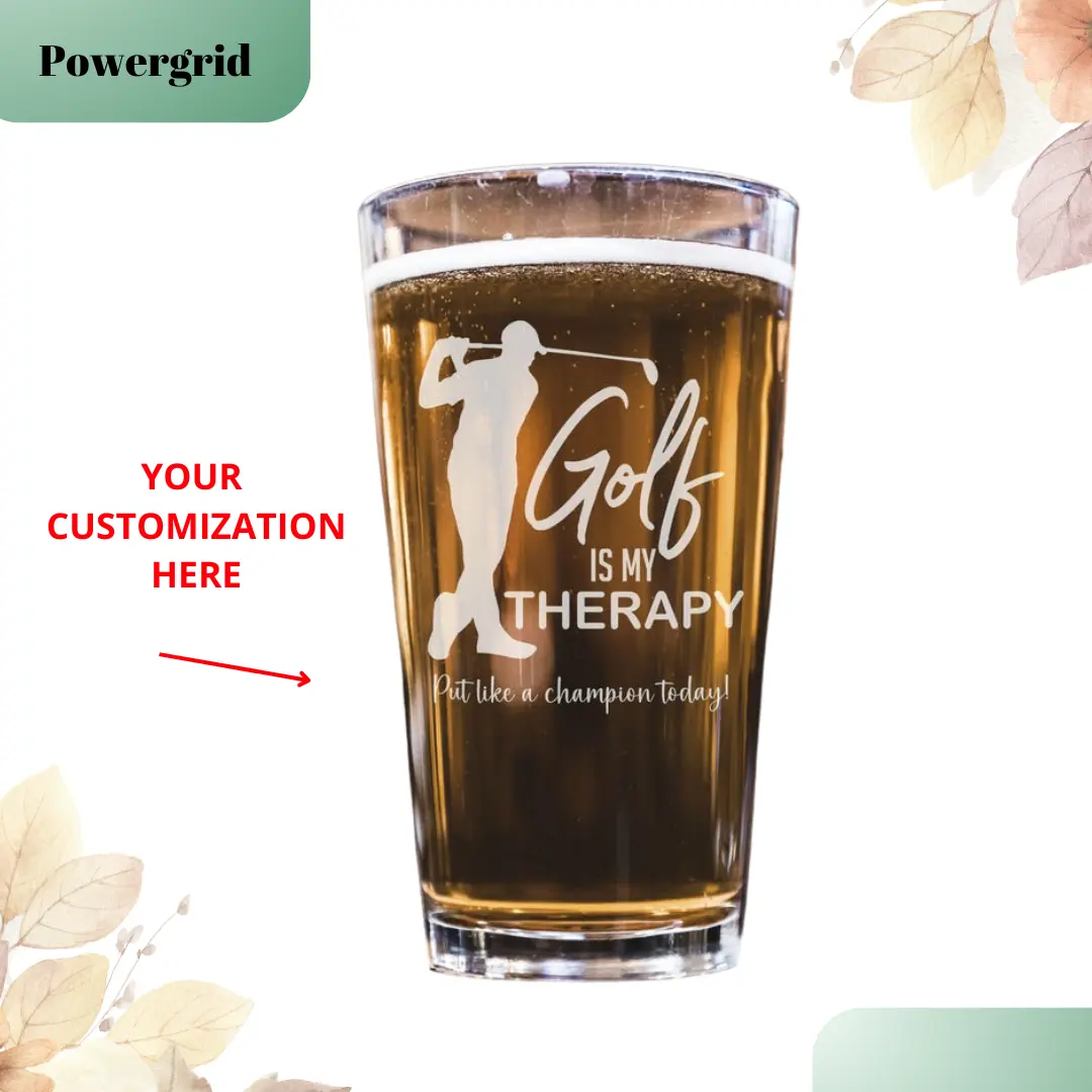 [CUSTOMIZED] Custom Engraved Golf Glass, Personalized Whiskey Wine or Beer Pint Gift Golf Therapy Retirement, Etched Golfer Glass