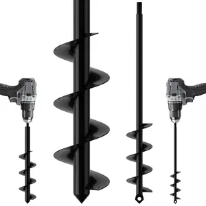 Garden Auger Drill Bit for Planting 2 Pack, 17.5x3.2 +17.5x2.0inch Spiral for Planting Flower Bulb Auger, Rapid Planter Digger for 3/8" Hex Drive