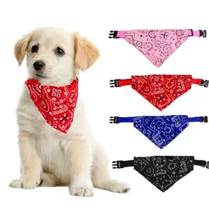 Pet Dog Neck Scarf Adjustable Bandana Collar with Leather Accessories for Puppy Cat Dog Scarf in Multiple Colors