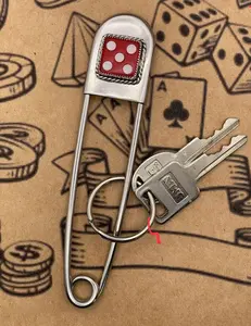 Zuri-Jumbo Safety Pin with Red Dice White Pips #5