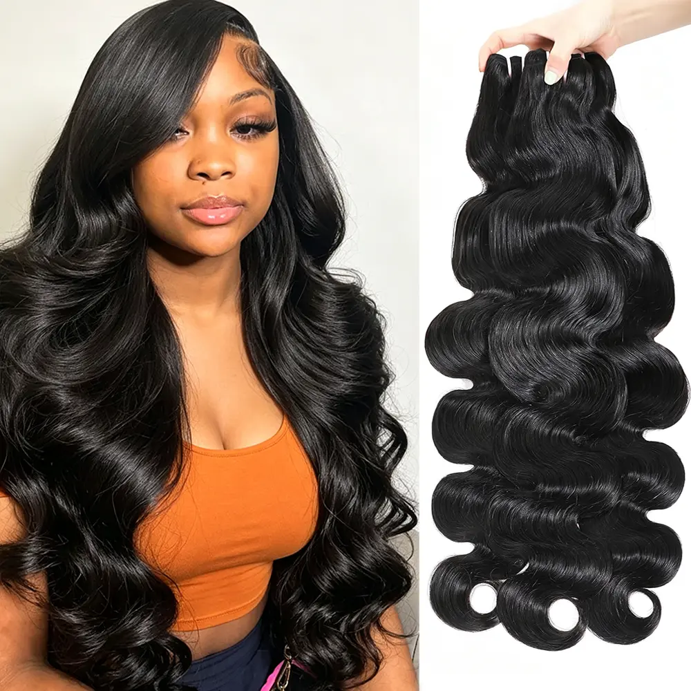 JOPEAR 14A Body Wave Bundles 100% Human Hair Brazilian Remy Weave Raw Hair 14 16 18 20 22 24 Inch Unprocessed Double Weft Natural Black Hair Extensions