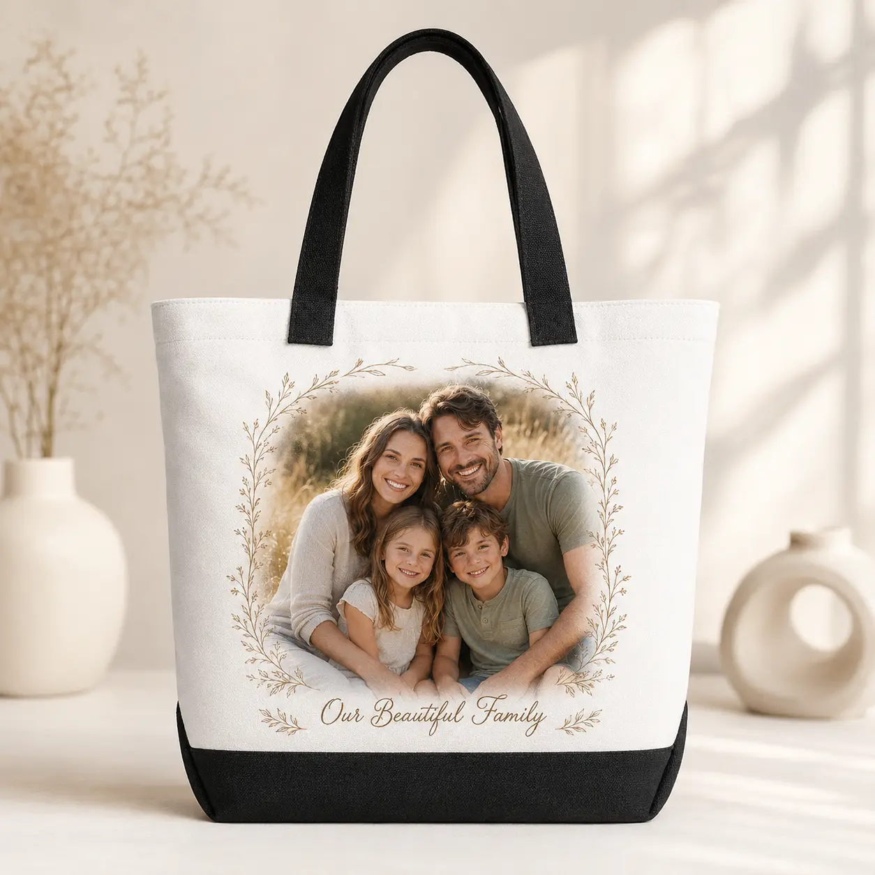 Personalized Photo Tote Bag – Custom Family Picture, Name or Logo Gift