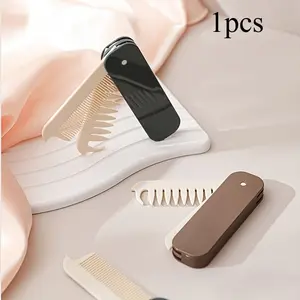2-in-1 Portable Folding Hair Comb - Anti-Static, Fine Tooth Design for All Hair Types, Durable ABS Plastic Handle