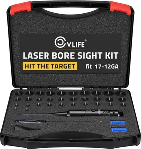 Professional fo Laser Bore Sight Kit with 32 Adapters fit 0.17 to 12GA Calibers, Red or Green Bright Bore fo Sighter Laser with Button Switch, fo Powerful Support for Hunting mini bow archery