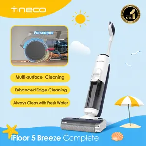 Tineco iFLOOR 5 Breeze Complete Wet Dry Vacuum/Floor Washer, One-Step Cleaning for Hard Floors, Edge Clean, Auto Self-Cleaning, Lightweight & Cordless Design, Blue