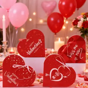 24pcs Valentine's Day gift box, heart-shaped red Valentine's Day candy box, chocolate gift box, Valentine's Day heart box romantic table decoration, girlfriend/boyfriend Valentine's Day gift, wife/husband romantic gift, multi-orientation function packagin